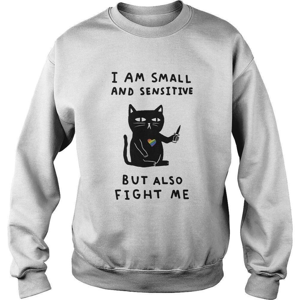 Black Cat Heart Lgbt I Am Small And Sensitive But Also Fight Me Shirt